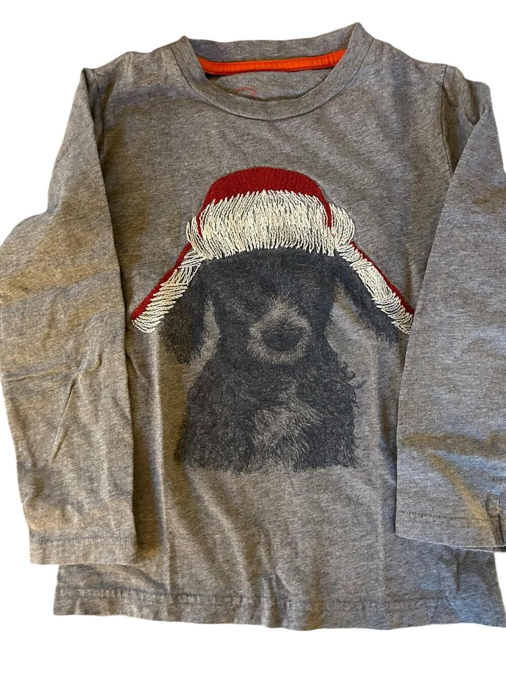 Mini Boden grey santa dog Shirt size 4